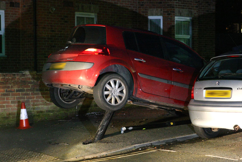 LIGHTS OUT IN SHANKLIN AS CAR FLATTENS LAMPPOST