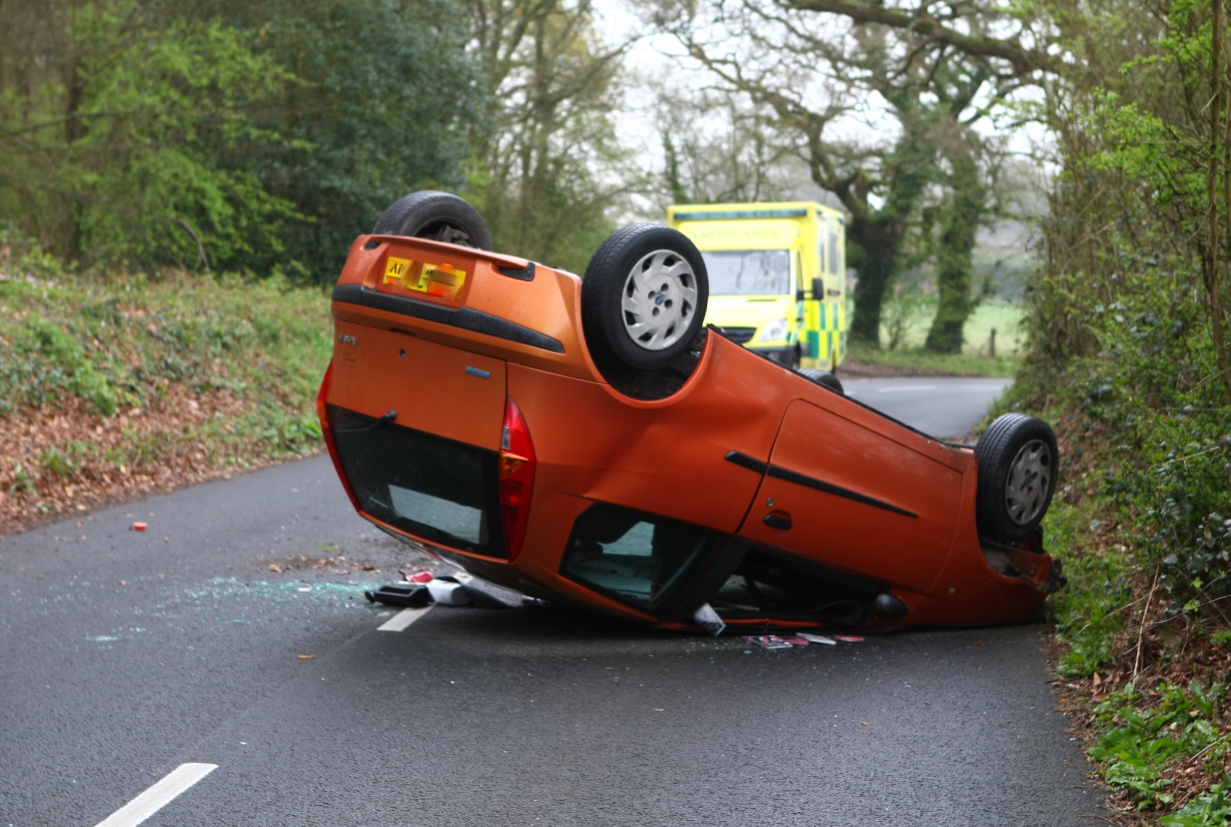 CAR ROLLOVER BLOCKS MAIN ROAD THROUGH HAVENSTREET