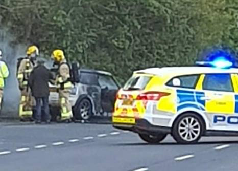 CAR FIRE NEAR THE RANGE IN COWES