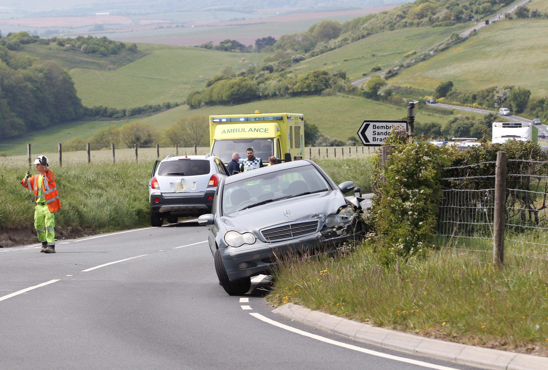 CRASH CLOSES THE DOWNS NEAR KNIGHTON