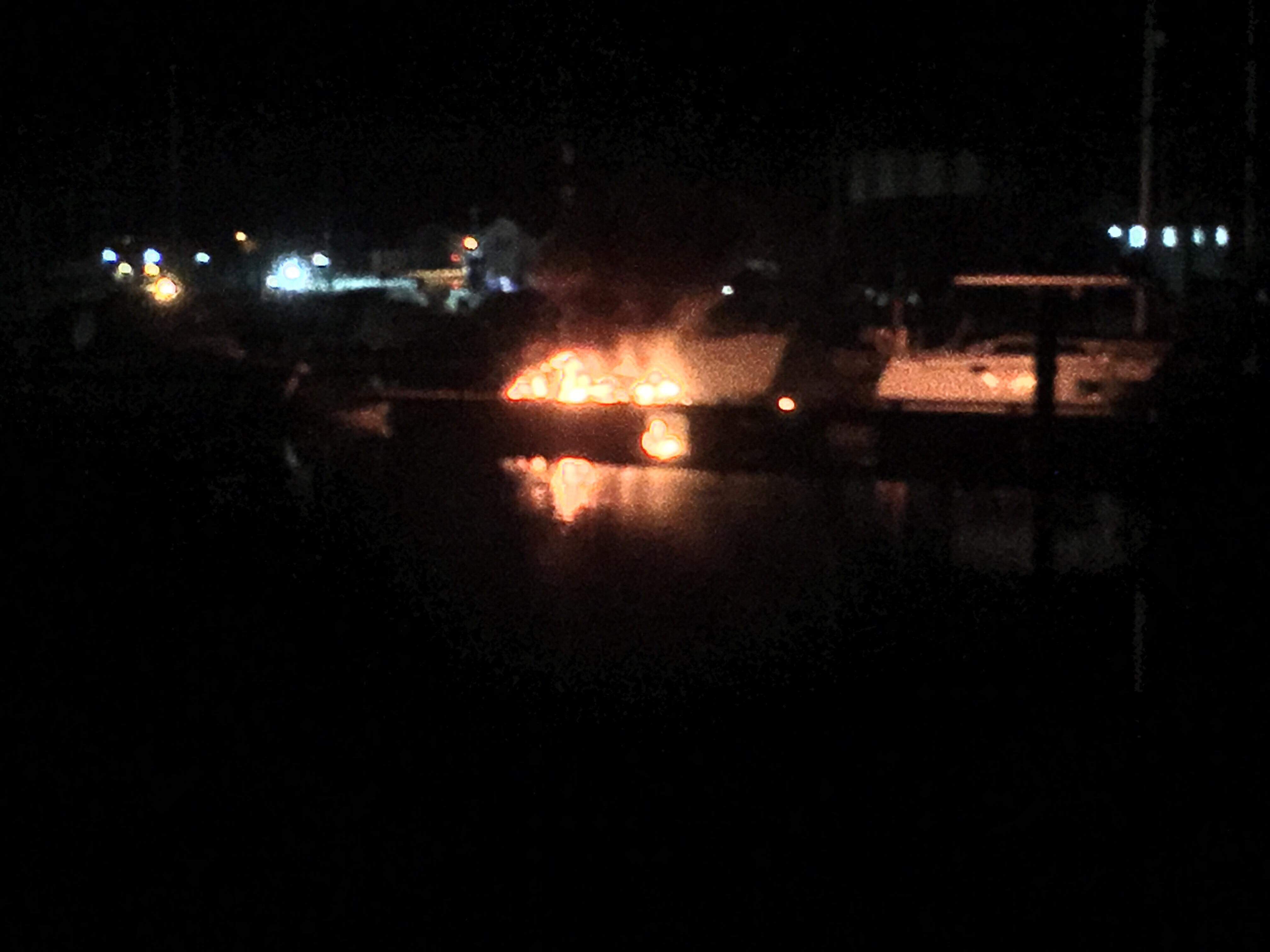 EARLY HOURS BOAT BLAZE ON THE RIVER MEDINA