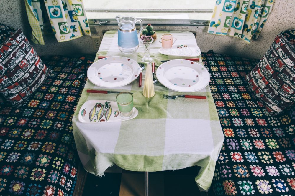 Interior shot of a Vintage Vacation caravan