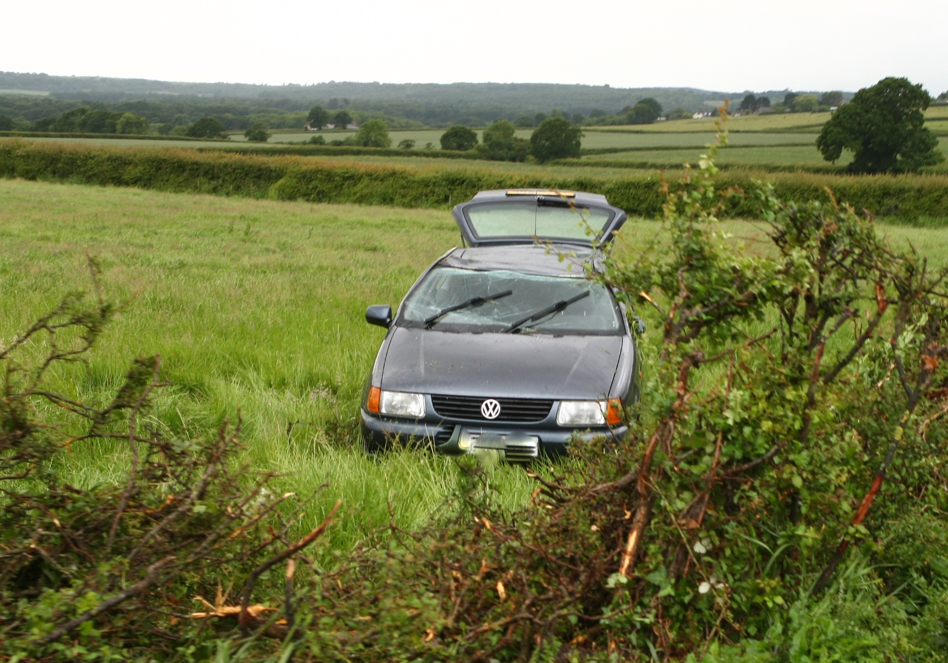 NEWLY QUALIFIED DRIVER ROLLS CAR INTO FIELD NEAR HAVENSTREET