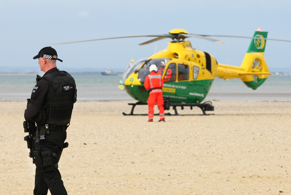 AIR AMBULANCE TOUCHES DOWN ON RYDE BEACH