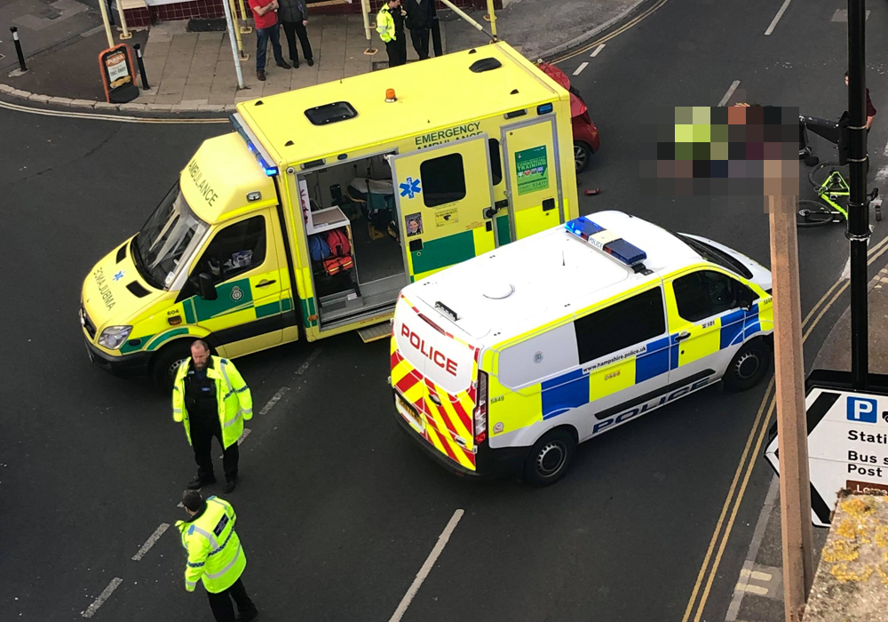 CYCLIST KNOCKED OFF PUSH BIKE IN SHANKLIN