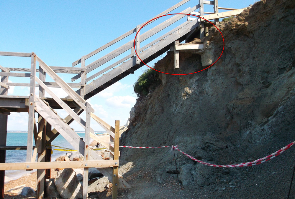 STEPS AT ALUM BAY SEALED OFF AFTER LANDSLIP