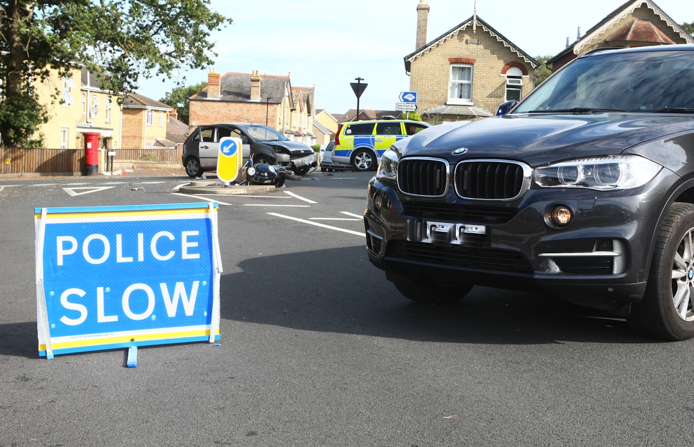 AIR AMBULANCE LANDS AT CAR AND MOTORCYCLE CRASH IN EAST COWES