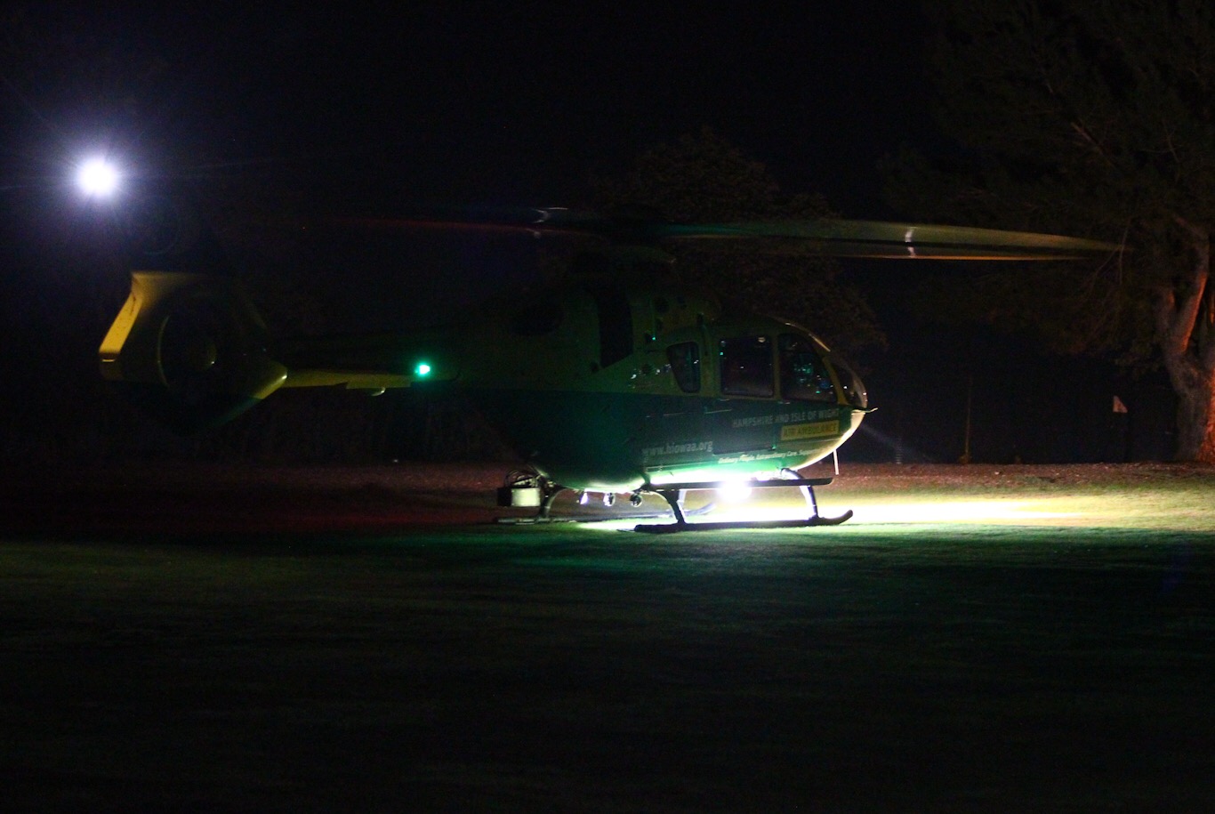 NIGHT TIME LANDING IN LAKE FOR AIR AMBULANCE