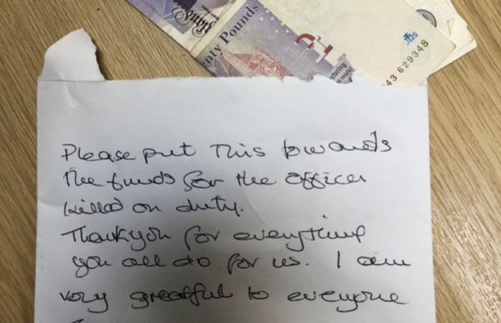 POLICE THANK ISLANDER FOR GENEROUS DONATION FOR FALLEN COLLEAGUE