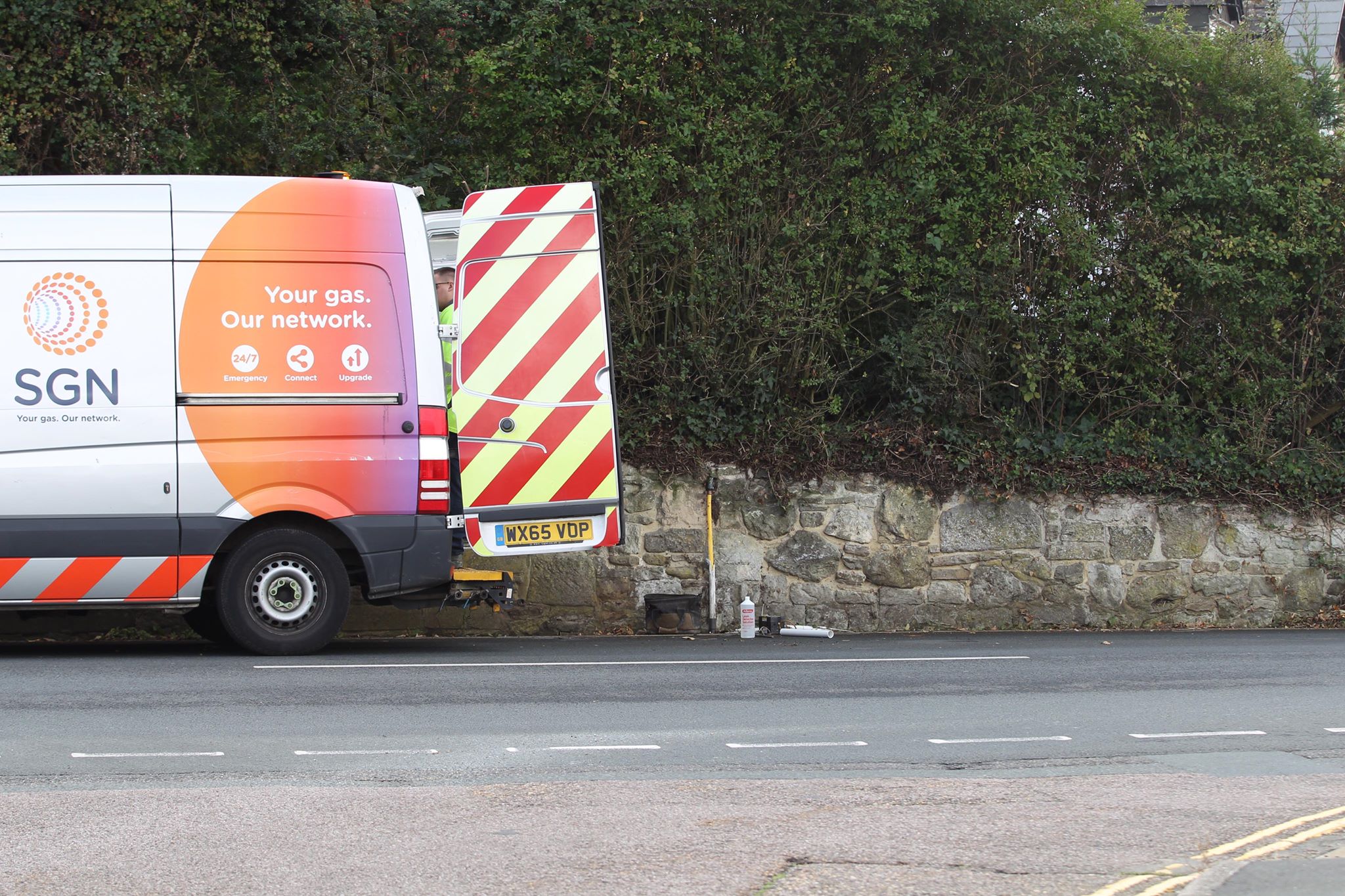 VAN THAT COLLIDED WITH GAS MAIN TEMPORARILY CLOSED GODSHILL MAIN ROAD