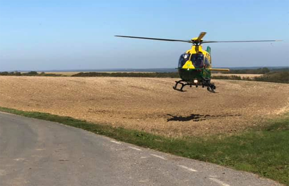 AIR AMBULANCE LANDS IN CHESSELL FOLLOWING MEDICAL EMERGENCY
