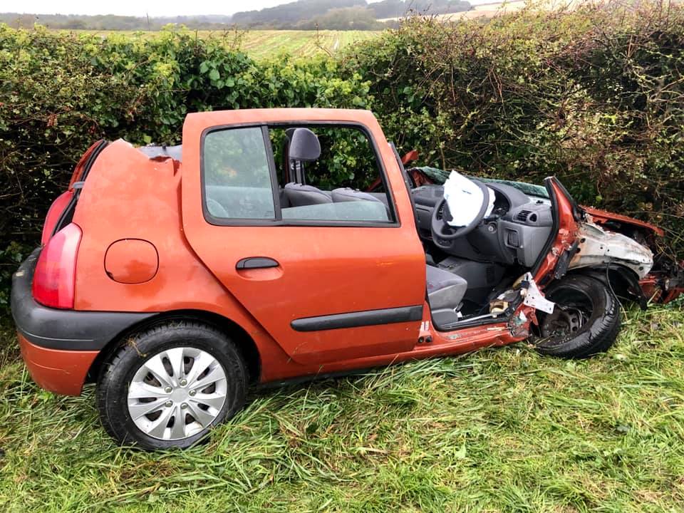 WOMAN CUT FREE FROM CAR AFTER MIDDLE ROAD CRASH AT TAPNELL