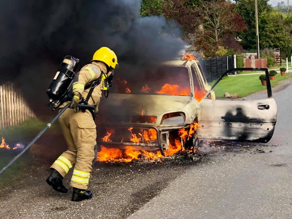FIREFIGHTERS RUSH TO CAR FIRE IN CRANMORE