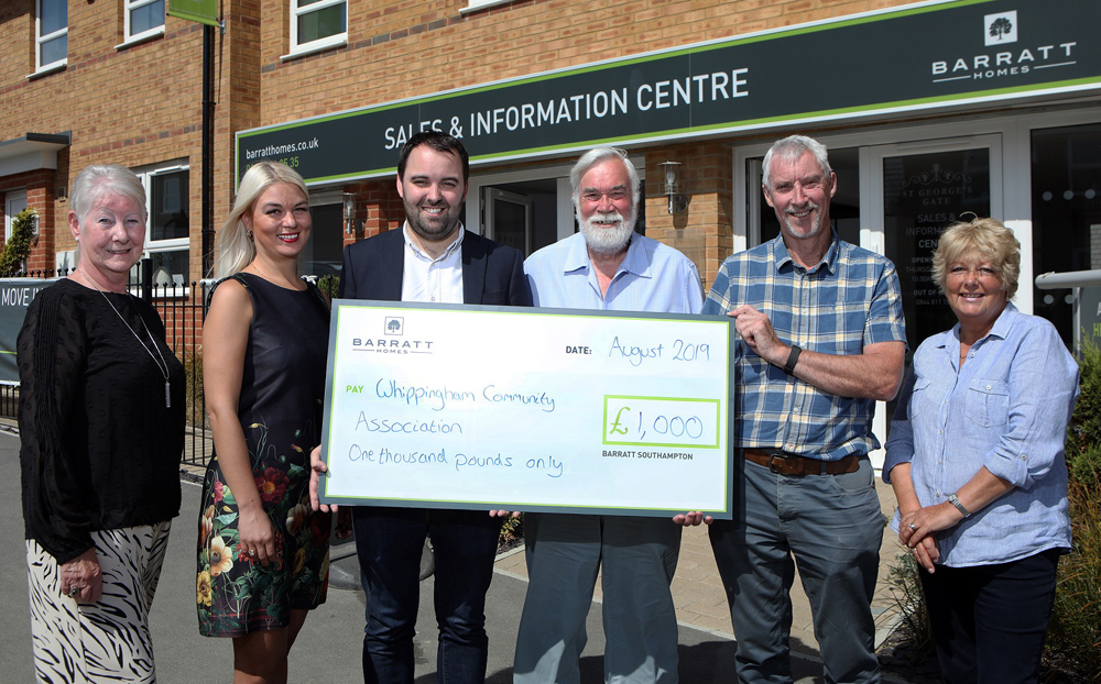 BARRATT HOMES DONATES £1,000 TO HELP FUND DISABLED TOILET IN WHIPPINGHAM