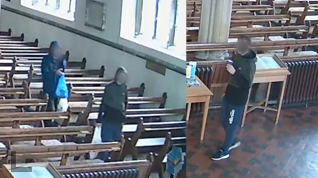 2 MALES CAPTURED ON CCTV STEALING COMMUNION WINE FROM CHURCH