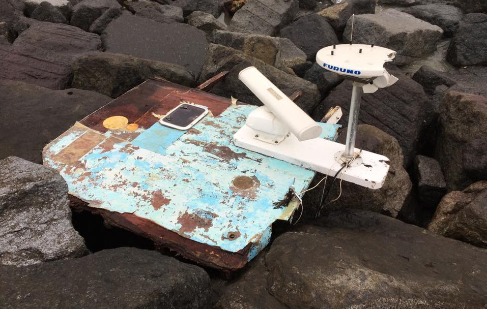 WRECKAGE OF BOAT WASHED ASHORE AT VENTNOR
