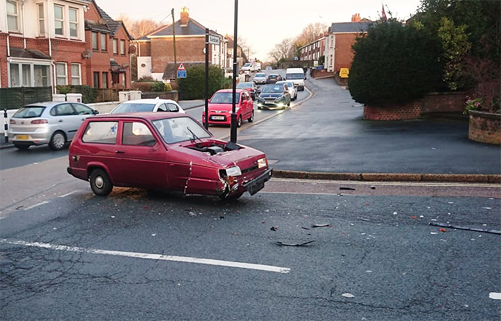 PLASTIC PIG DAMAGED IN SHANKLIN CRASH