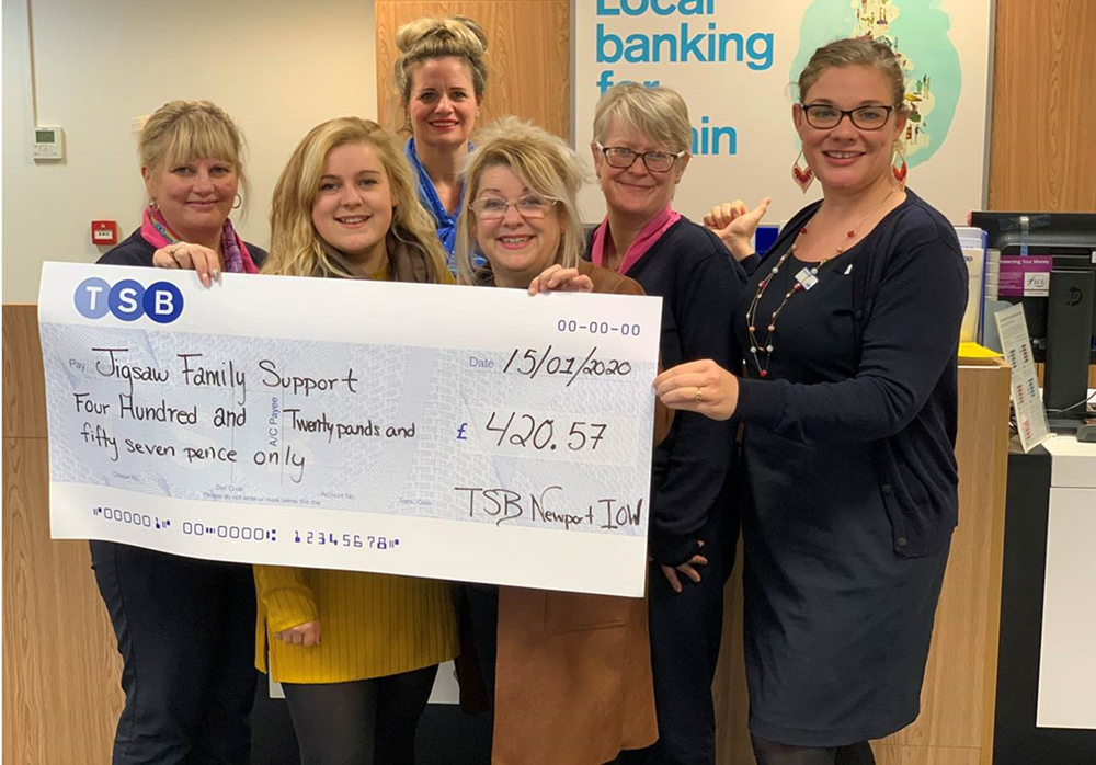 TSB NEWPORT RAISES £420.57 for JIGSAW FAMILY SUPPORT