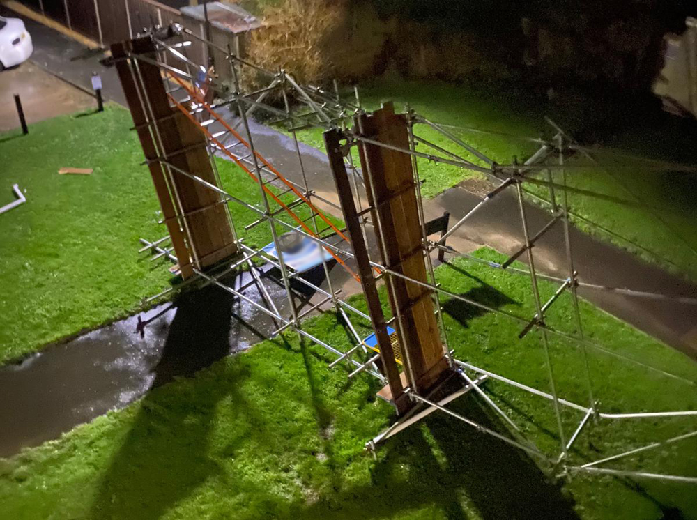 SCAFFOLDING COLLAPSES AS 85MPH WINDS BATTER THE ISLE OF WIGHT OVERNIGHT