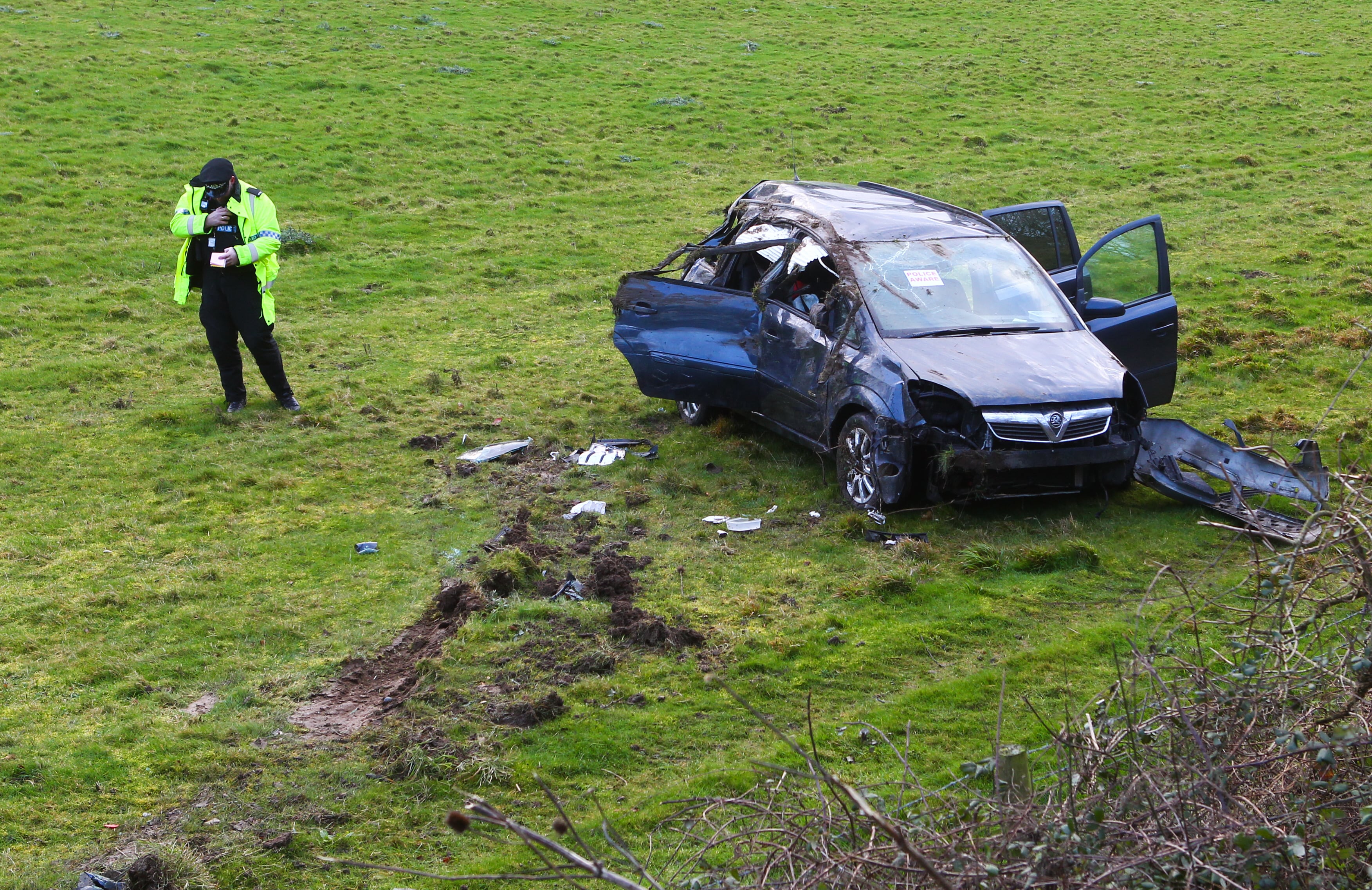 FAMILY ESCAPE SERIOUS INJURY AS CAR ROLLS INTO FIELD NEAR YARBRIDGE