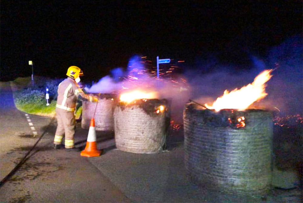 ‘ABSOLUTE STUPIDITY’ – FIREFIGHTERS’ MESSAGE AFTER DELIBERATE STRAW BALE FIRE