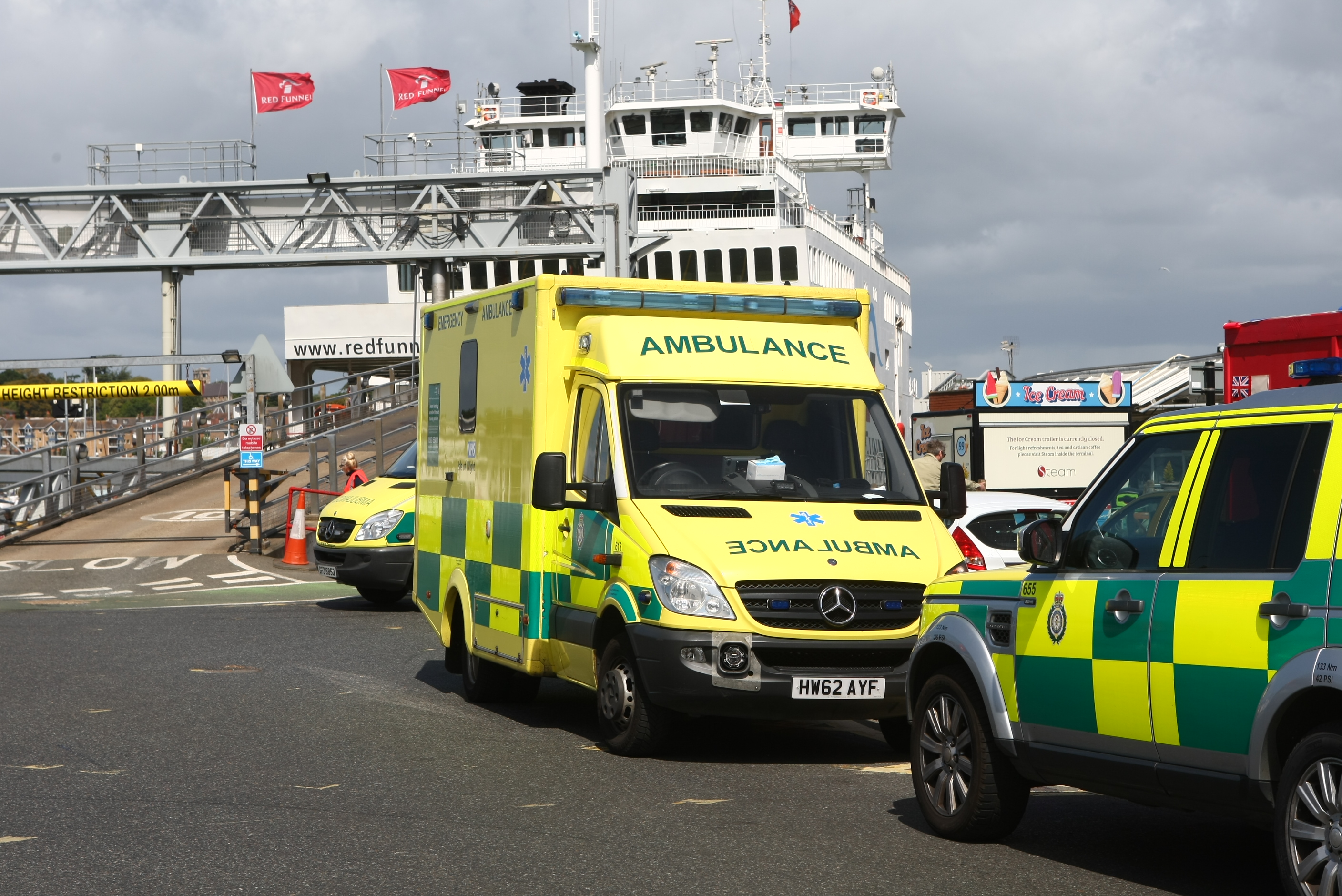 RED FUNNEL FERRY RESCUES PERSONS IN THE WATER OFF CALSHOT