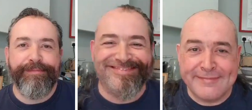 GOVERNOR BRAVES THE SHAVE TO RAISE £2,500 FOR MOUNTBATTEN AND THE NHS