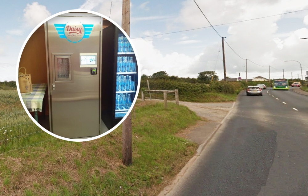 PLANS SUBMITTED FOR VENDING MACHINE OFFERING MILK AT THE ROADSIDE
