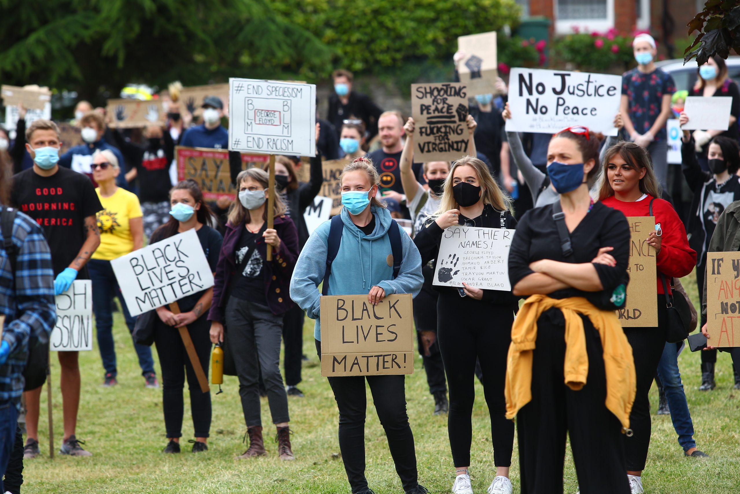 CROWDS GATHER FOR BLACK LIVES MATTER PROTEST AT CHURCH LITTEN