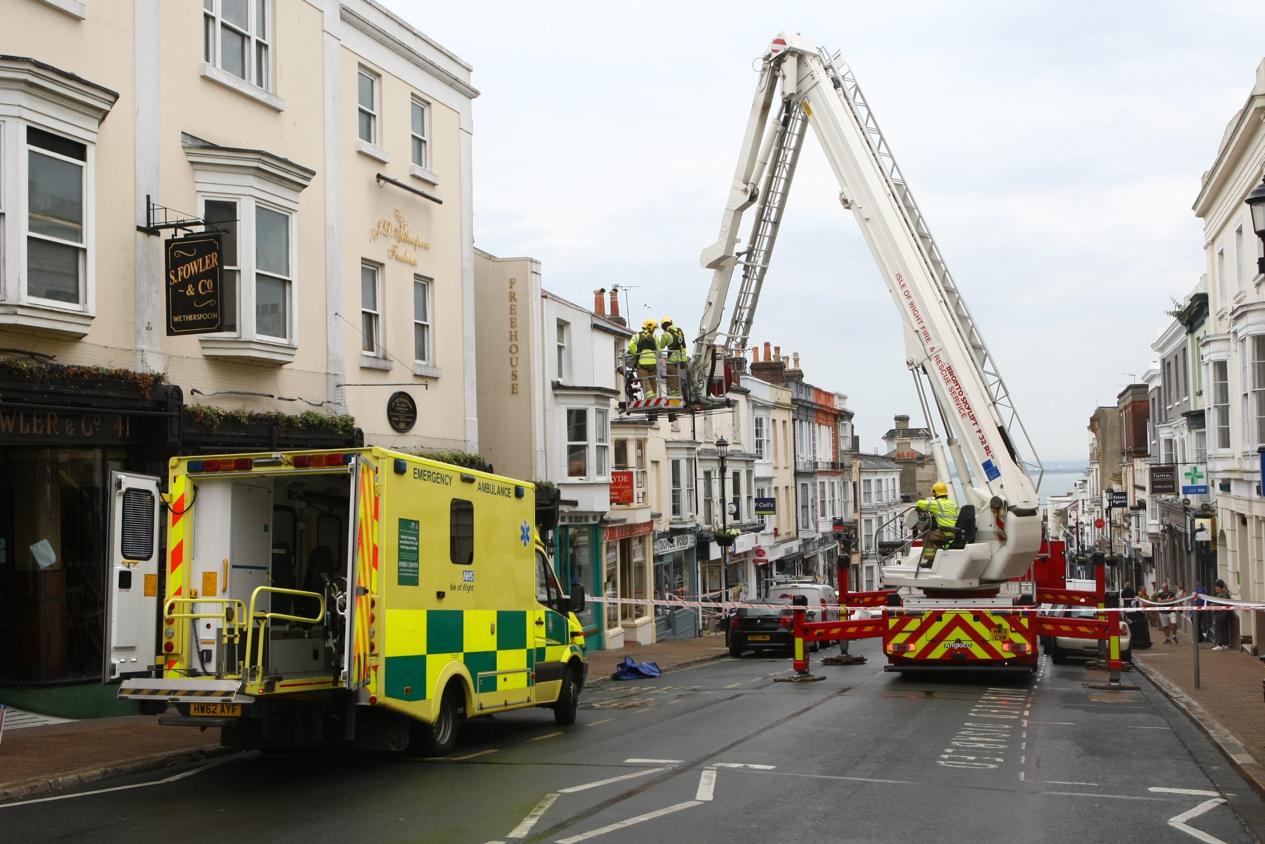 UNION STREET BLOCKED AS FIREFIGHTERS ASSIST PARAMEDICS IN MOVING PATIENT