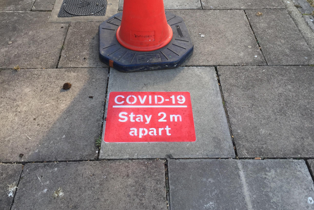 SOCIAL DISTANCING MEASURES HIGHLIGHTED IN NEWPORT TOWN CENTRE