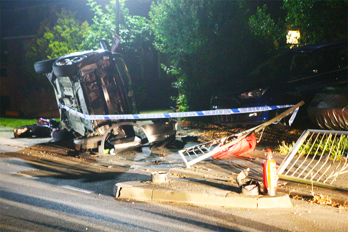 ARRESTS MADE AFTER CAR WIPES OUT RAILINGS IN FOREST ROAD CRASH