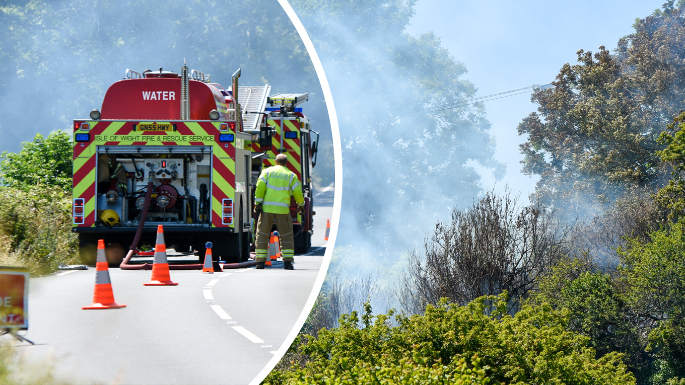WOODLAND FIRE ON THE OUTSKIRTS OF VENTNOR