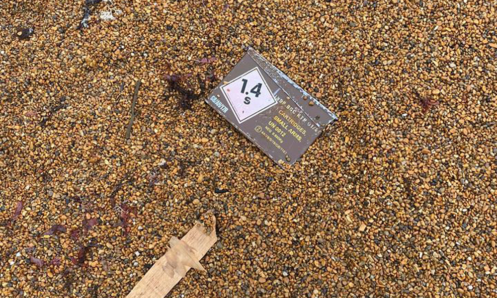 BOX OF AMMUNITION DISCOVERED WASHED UP AT BLACKGANG