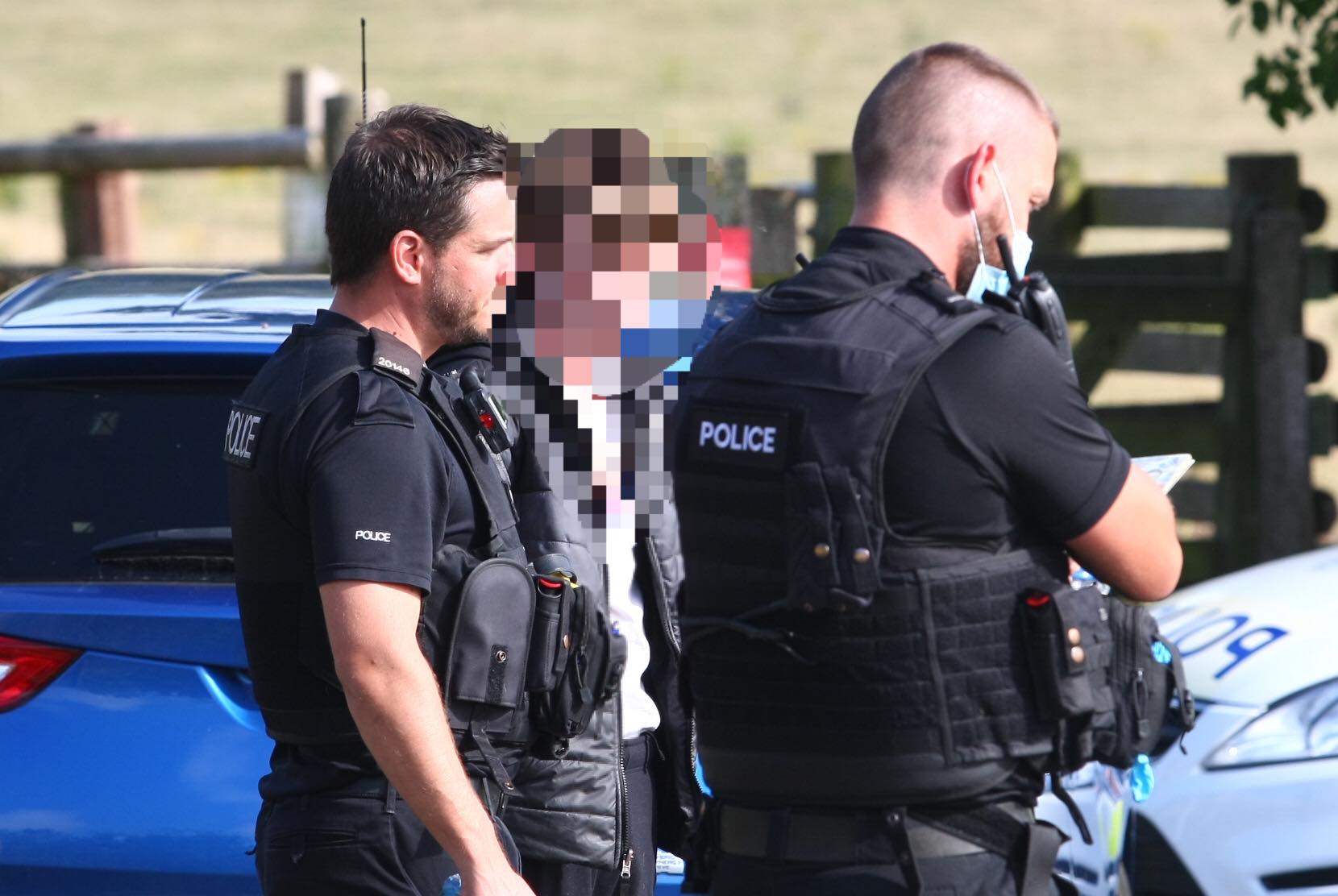 POLICE HELICOPTER IN SEARCH FOR FLEEING OCCUPANTS AFTER CAR CHASE