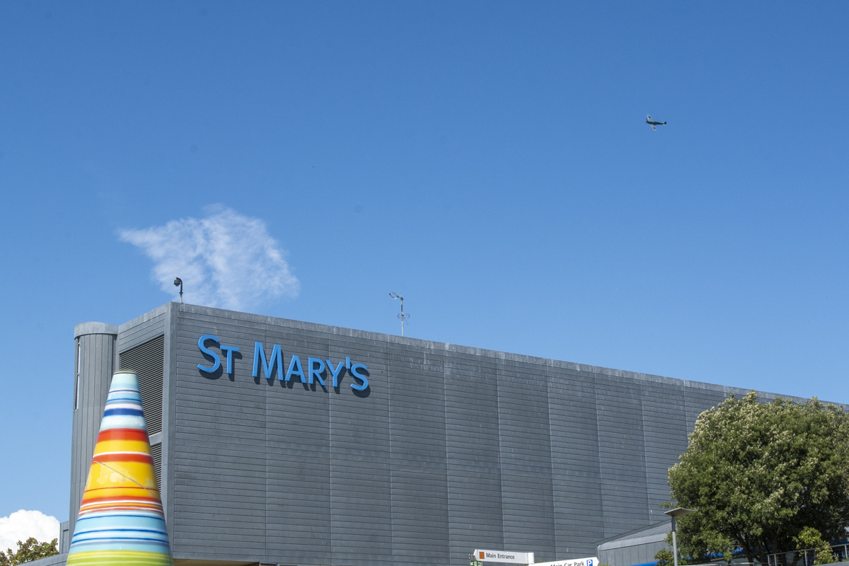 THANK YOU NHS: SPITFIRE PASSES OVER ST MARY’S HOSPITAL
