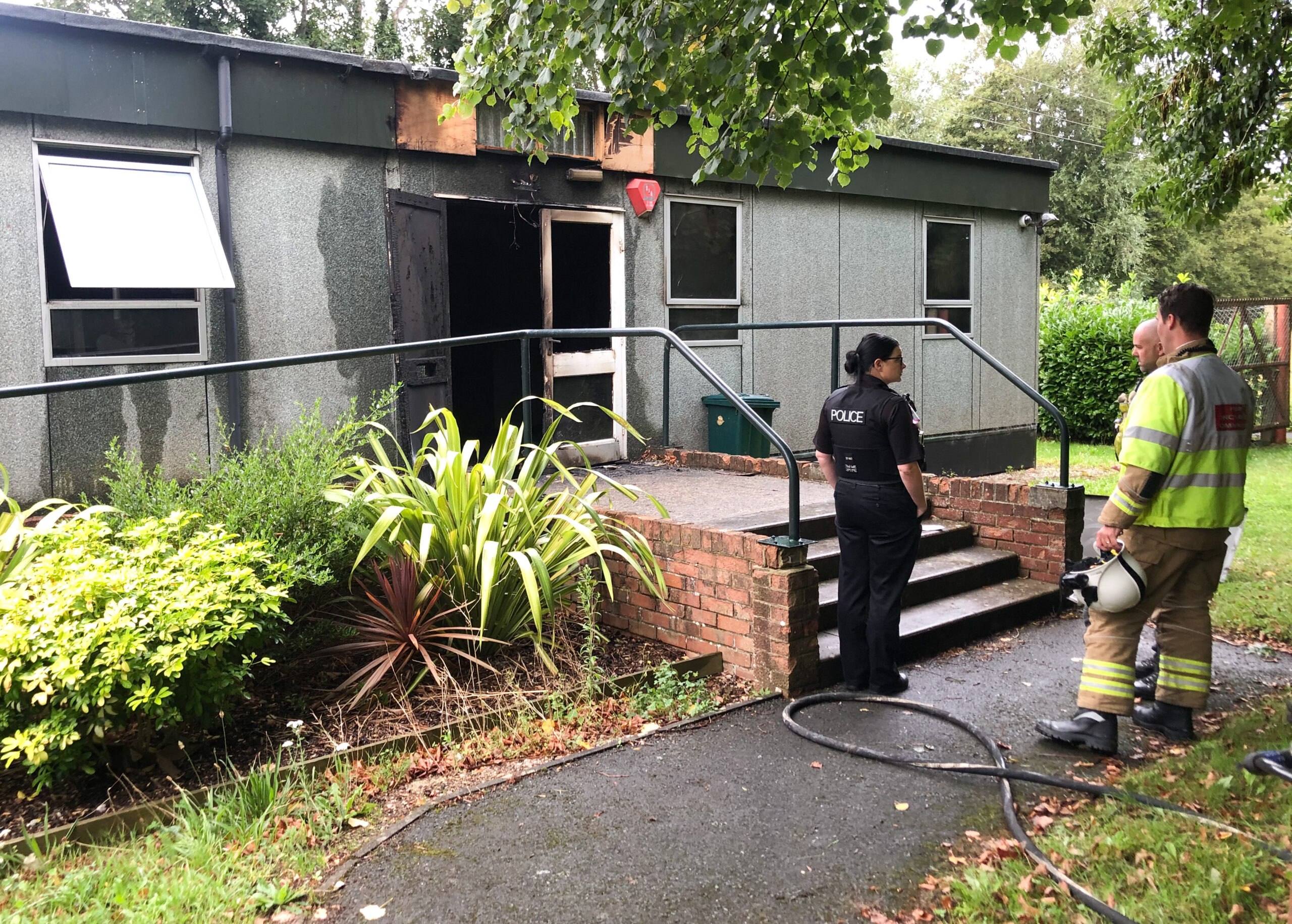 ARSON PROBE AFTER PORTA CABIN FIRE IN SHIDE
