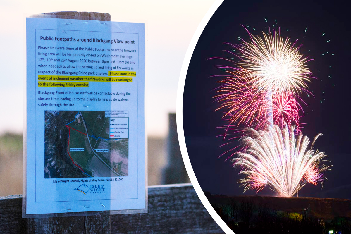 FOOTPATHS TO CLOSE DURING AUGUST EVENINGS FOR BLACKGANG FIREWORK DISPLAYS