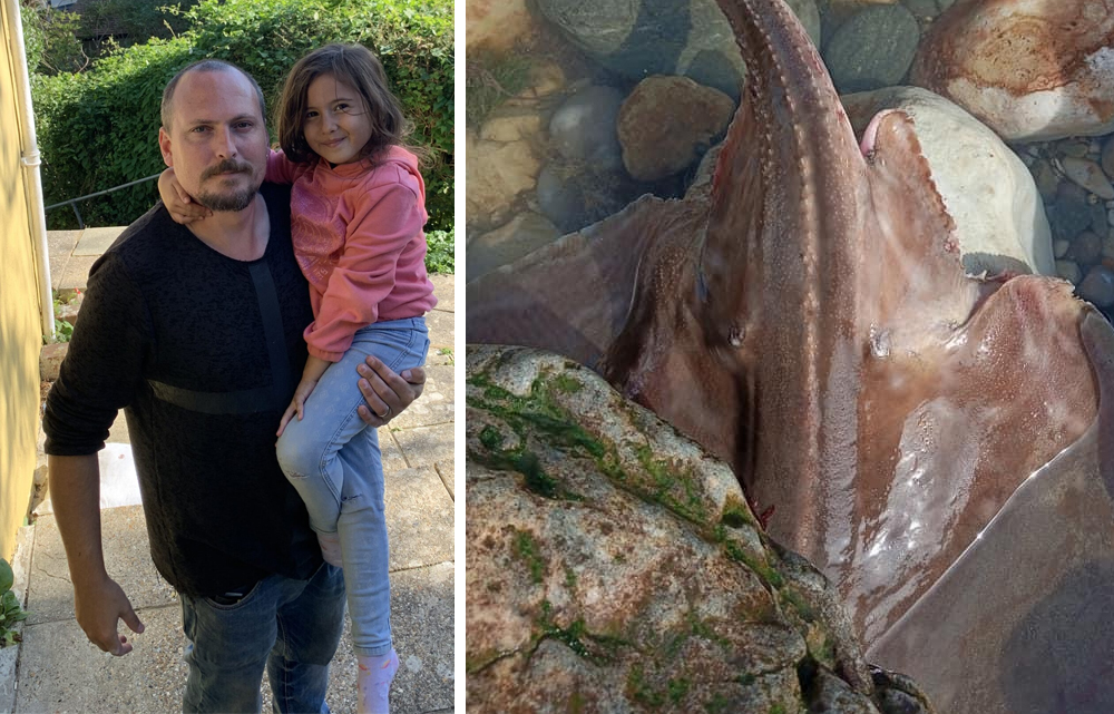 ISLE OF WIGHT FATHER AND DAUGHTER RESCUE RAY AT WOODY BAY