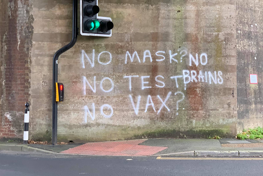 ‘NO VAX’ GRAFFITI IN SANDOWN WILL BE REMOVED BUT NO DATE GIVEN
