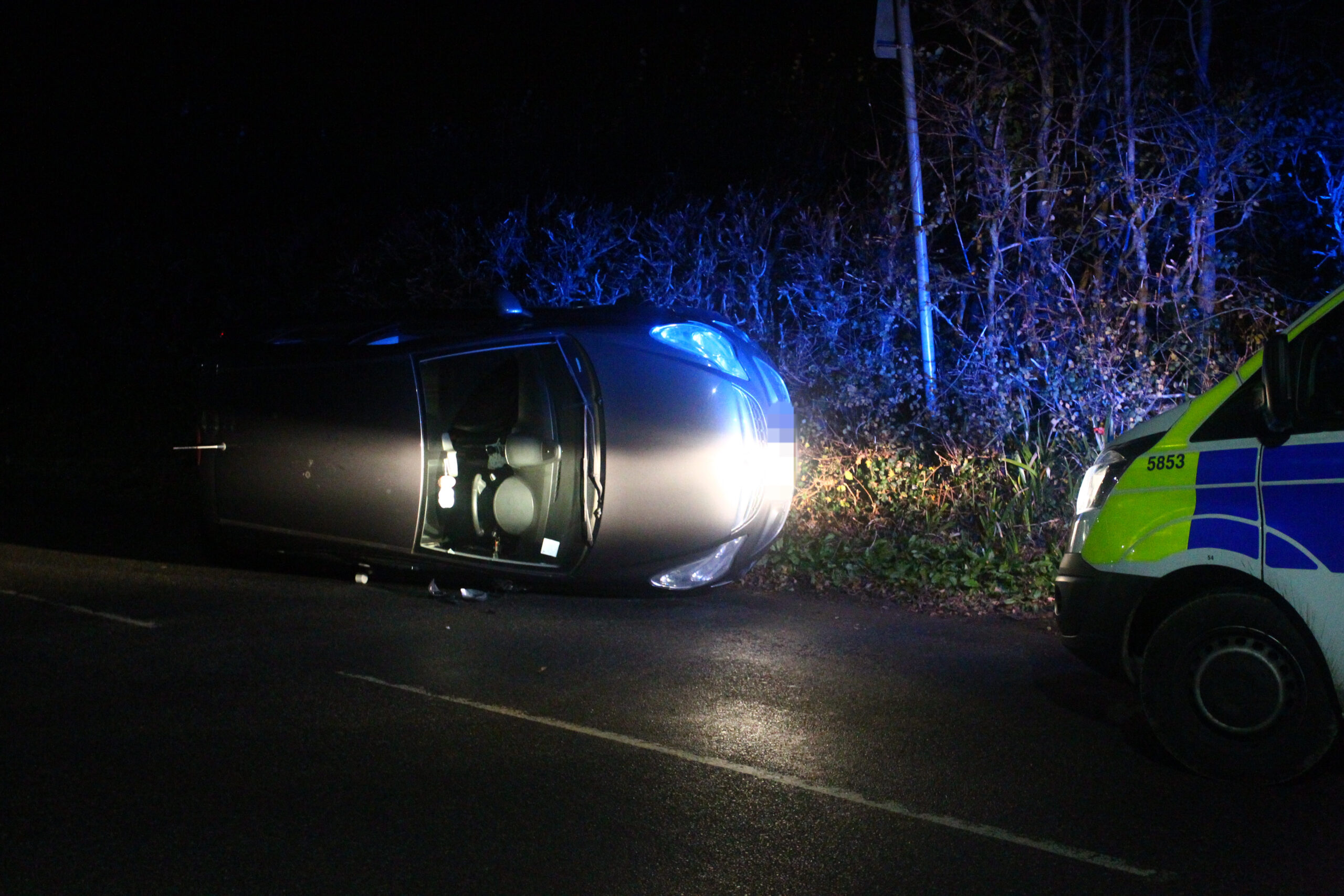 DRIVER ESCAPES INJURY AFTER CAR ROLLS ONTO SIDE IN BRADING