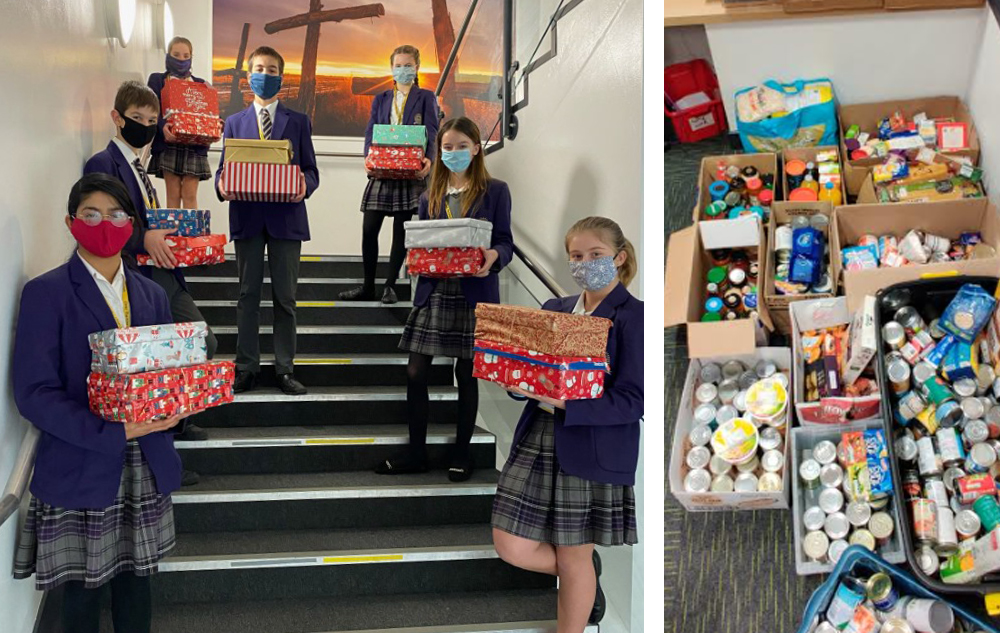 STUDENTS AT CHRIST THE KING MAKE SHOEBOX, TOY APPEAL AND FOODBANK DONATIONS