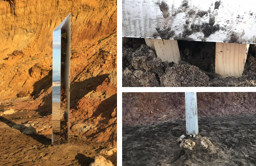 TIDE REVEALS COMPTON MONOLITH IS HELD UP BY WOOD