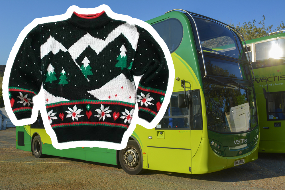 CHRISTMAS TREAT ON THE BUSES AS DRIVERS DON CHARITY FESTIVE JUMPERS