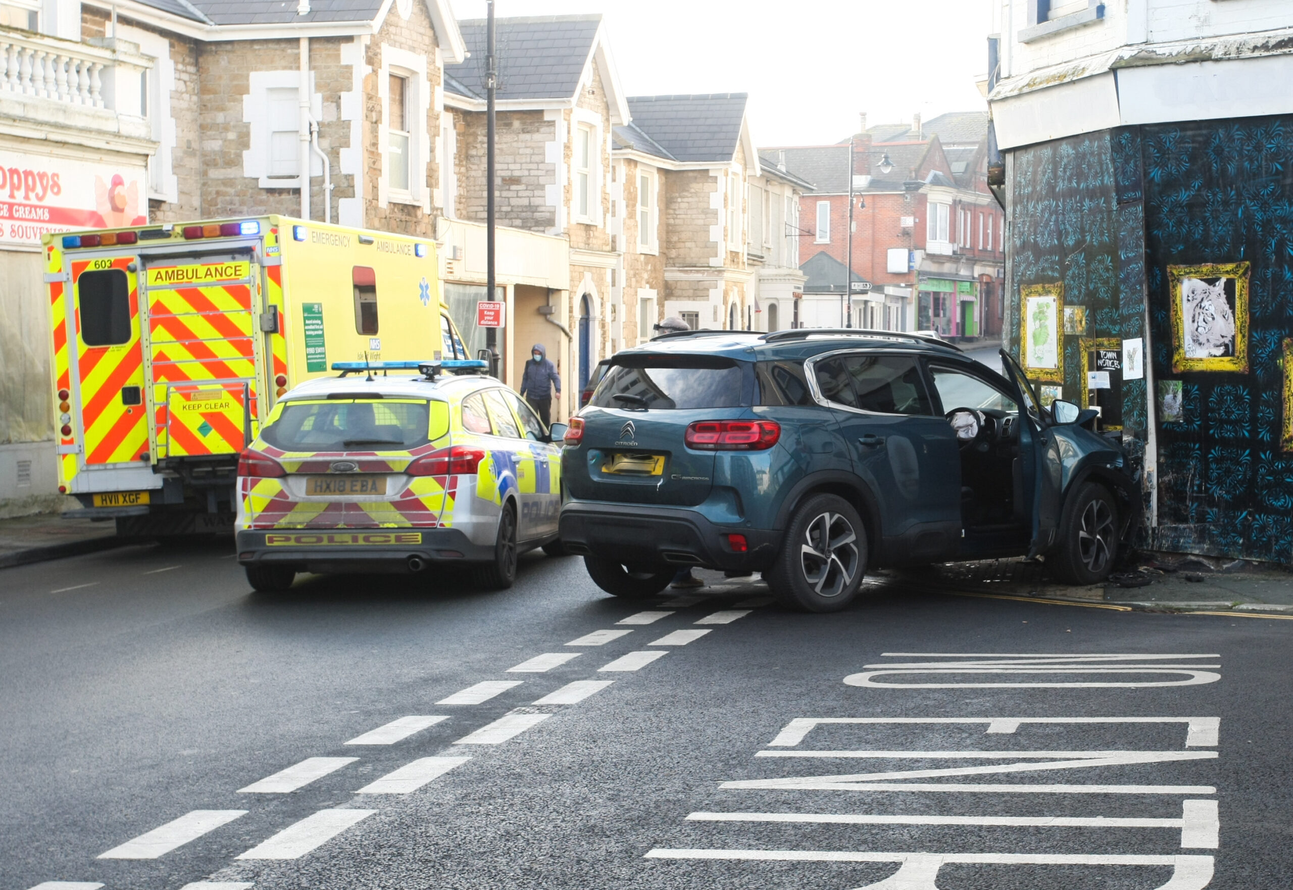 CAR CRASHES INTO FRONT OF DISUSED CHIP SHOP