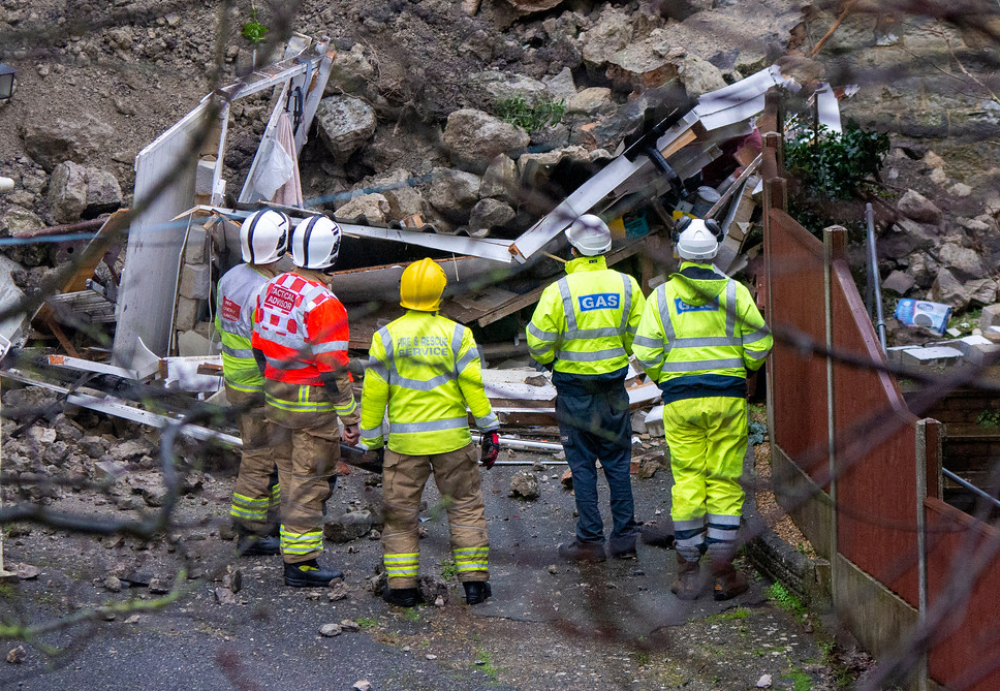 FAMILY EVACUATED AFTER LANDSLIDE IN VENTNOR