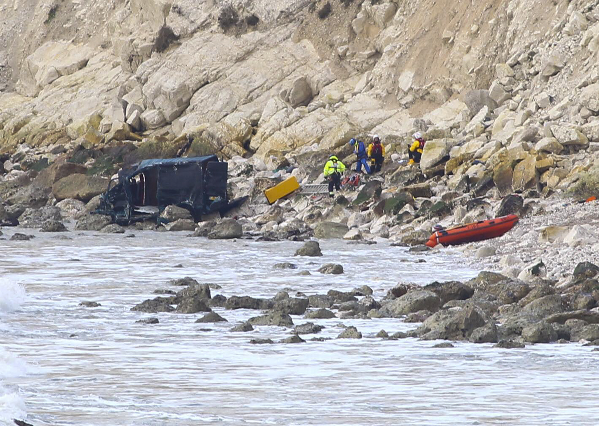 VAN PLUNGES OVER THE CLIFF NEAR FRESHWATER