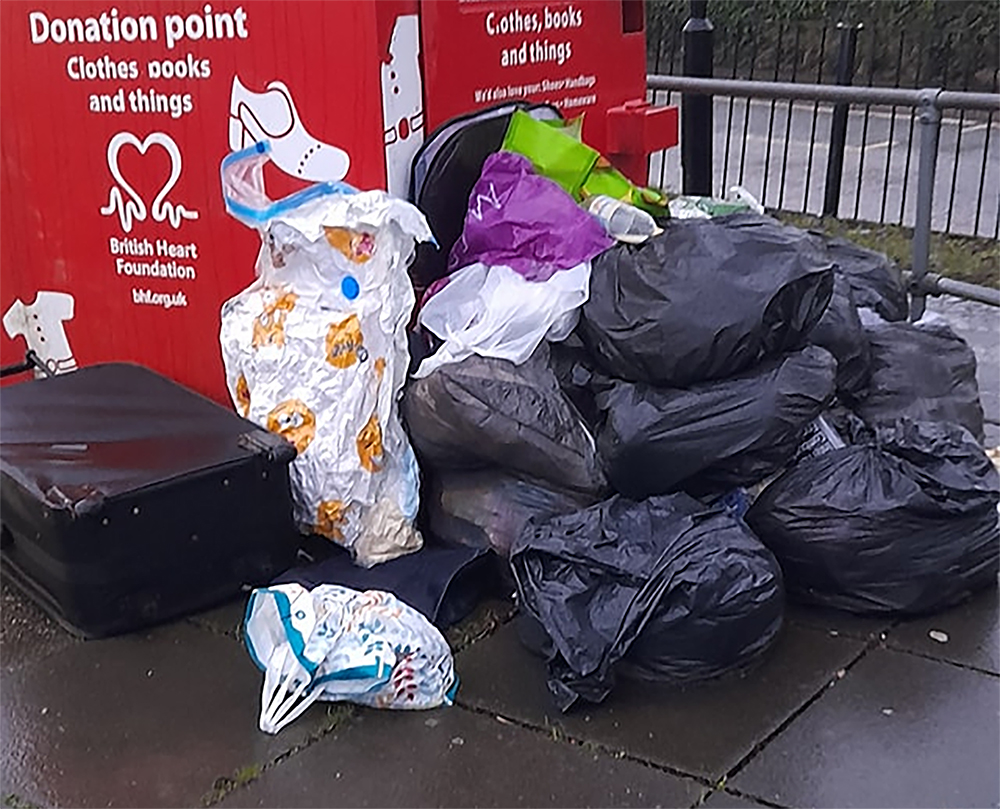 FLY-TIPPERS CONTINUE TO TARGET CHARITY DONATION BIN IN BINSTEAD
