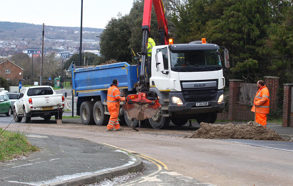 MUD CLEARED FROM THE CARRIAGEWAY AFTER LOAD DROPPED FROM LORRY