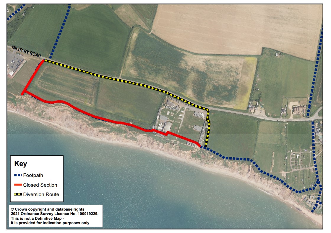 COASTAL PATH AT BRIGHSTONE CLOSED OVER PUBLIC SAFETY AND ‘SITE SECURITY’